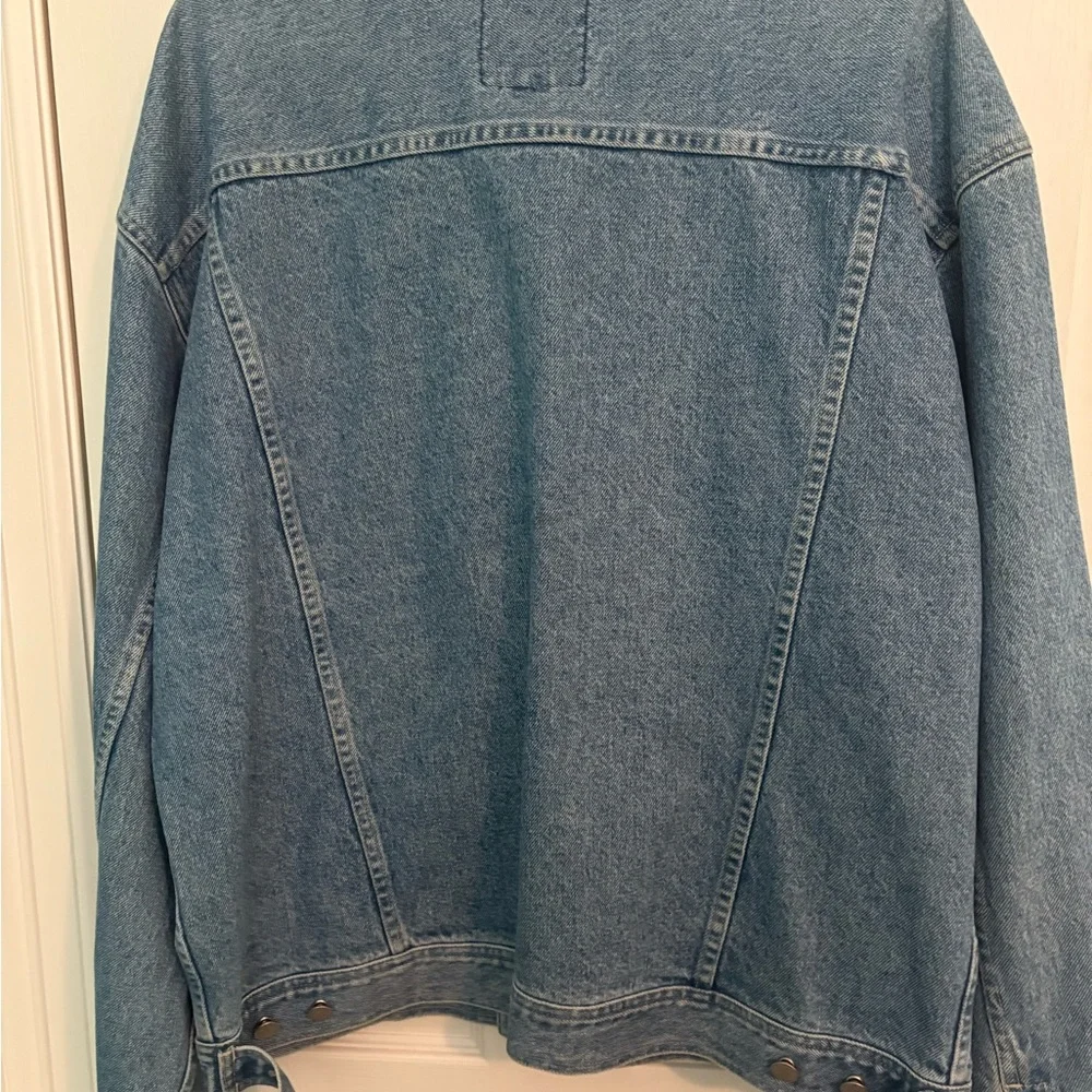 Vintage‎ 90s-Y2K Banana Republic Denim Jean Trucker Jacket*XL*Leather*Blue